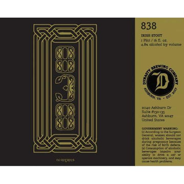 Dynasty Brewing 838 Dry Irish Stout