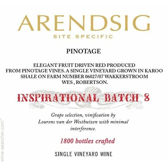 Arendsig Single Vineyard Wine Pinotage Inspirational Batch 8 - 2020