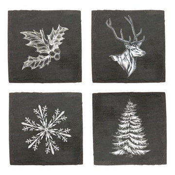 Twine Winter Seasonal Slate Coaster Set